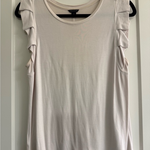 Ann Taylor Tops - Ann Taylor Cream Ruffle Sleeve Tank Top